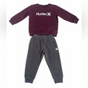 Hurley Kids' Burgundy and Charcoal Joggers Set